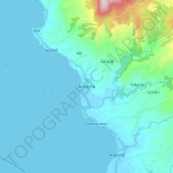 Topografische kaart Almeria, hoogte, reliëf