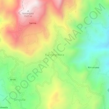Topografische kaart Kandegedara, hoogte, reliëf