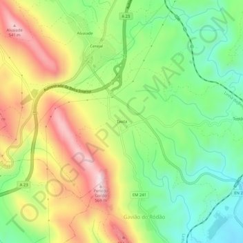 Topografische kaart Tavila, hoogte, reliëf