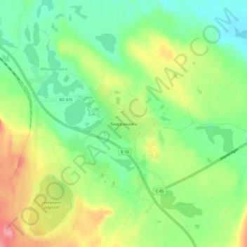 Topografische kaart Svappavaara, hoogte, reliëf