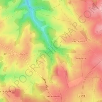 Topografische kaart Saint-Pourçain, hoogte, reliëf