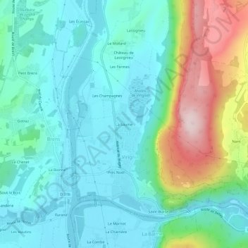 Topografische kaart La Saume, hoogte, reliëf
