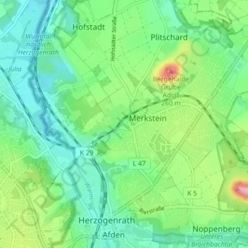 Topografische kaart Alt-Merkstein, hoogte, reliëf