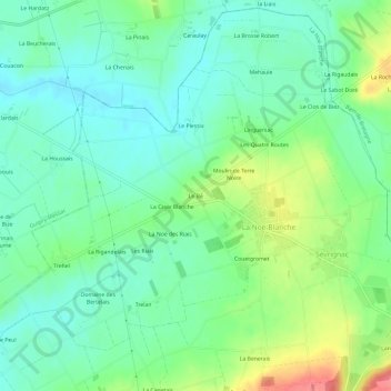 Topografische kaart Le Bé, hoogte, reliëf