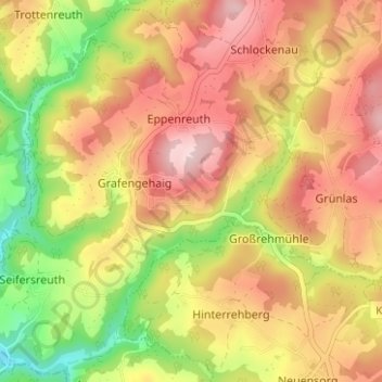 Topografische kaart Hohenreuth, hoogte, reliëf