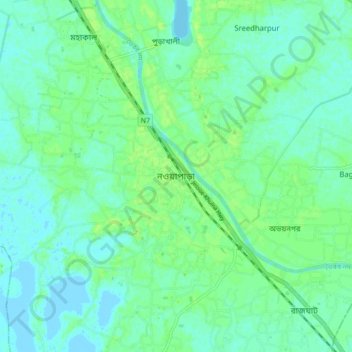Topografische kaart Noapara, hoogte, reliëf