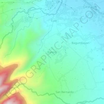 Topografische kaart Biyong, hoogte, reliëf