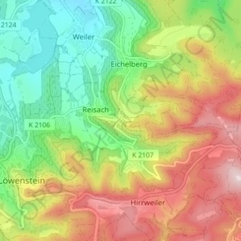 Topografische kaart Altenhau, hoogte, reliëf
