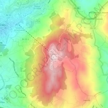 Topografische kaart Penha, hoogte, reliëf