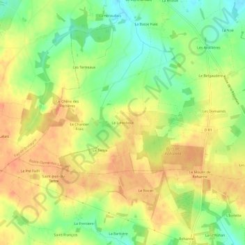 Topografische kaart Le Liminbout, hoogte, reliëf