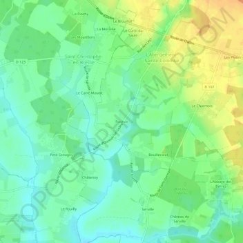 Topografische kaart Foichot, hoogte, reliëf
