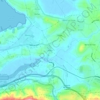 Topografische kaart Gajano, hoogte, reliëf