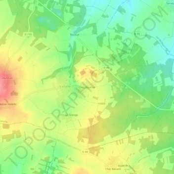 Topografische kaart Chez Bourrier, hoogte, reliëf