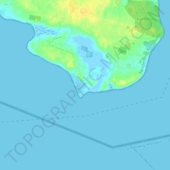 Topografische kaart Kragesand, hoogte, reliëf