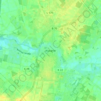 Topografische kaart Alstätte, hoogte, reliëf