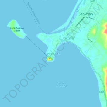 Topografische kaart Poblacion, hoogte, reliëf