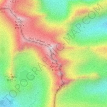 Topografische kaart Mount LeConte, hoogte, reliëf