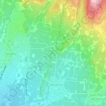 Topografische kaart Fabregue, hoogte, reliëf