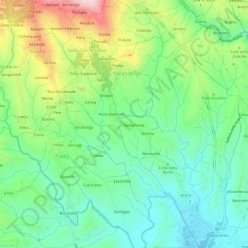 Topografische kaart Gallotto, hoogte, reliëf