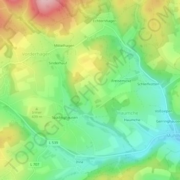 Topografische kaart Roter Hahn, hoogte, reliëf