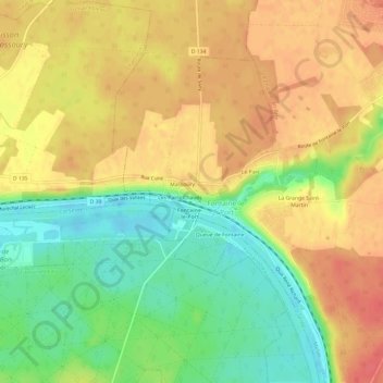 Topografische kaart Les Grillons, hoogte, reliëf