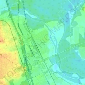 Topografische kaart Joppa, hoogte, reliëf