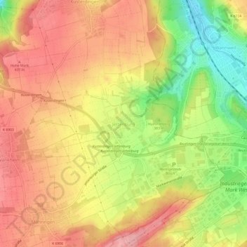 Topografische kaart Jettenburg, hoogte, reliëf