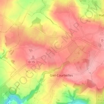 Topografische kaart Courteilles, hoogte, reliëf