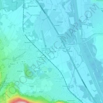 Topografische kaart Grießenbach, hoogte, reliëf