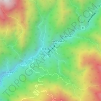 Topografische kaart Buo, hoogte, reliëf