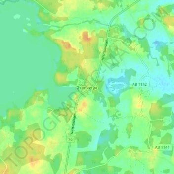 Topografische kaart Svanberga, hoogte, reliëf