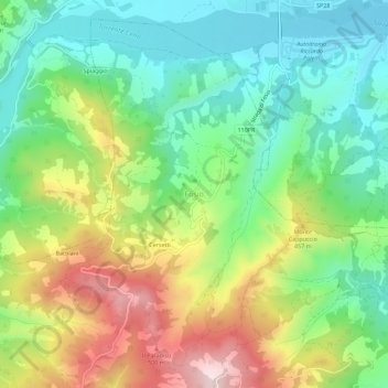 Topografische kaart Fosio, hoogte, reliëf