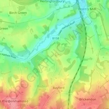 Topografische kaart Broad Green, hoogte, reliëf