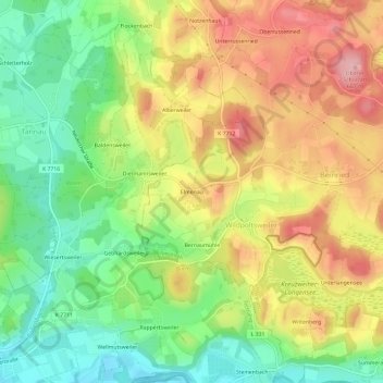Topografische kaart Elmenau, hoogte, reliëf