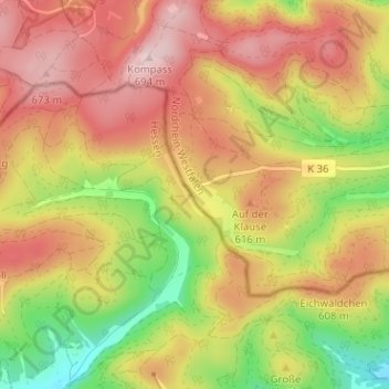 Topografische kaart Sohl, hoogte, reliëf