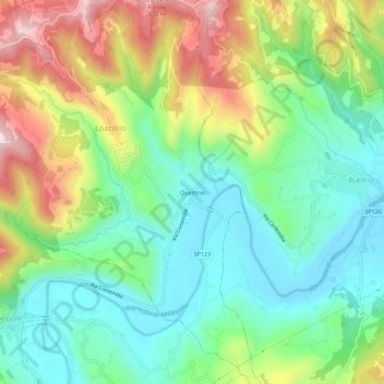 Topografische kaart Quartino, hoogte, reliëf