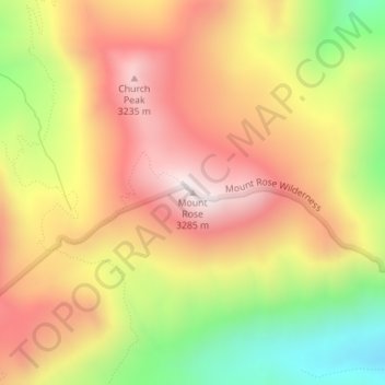 Topografische kaart Mount Rose, hoogte, reliëf