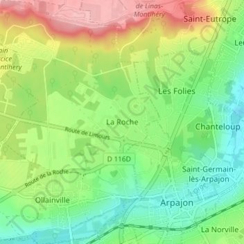 Topografische kaart La Roche, hoogte, reliëf
