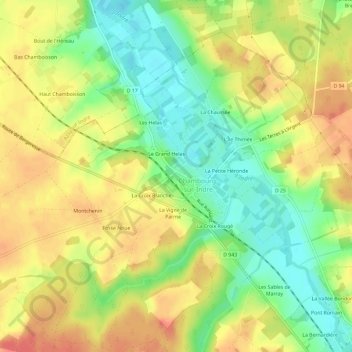 Topografische kaart Saint-Sulpice, hoogte, reliëf