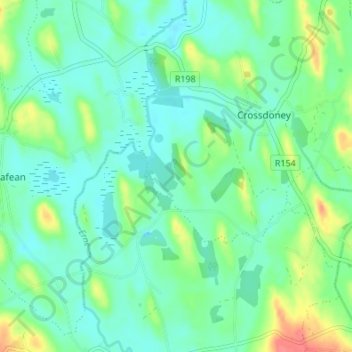 Topografische kaart Cornamucklagh, hoogte, reliëf