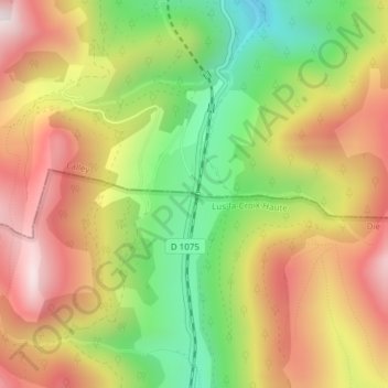 Topografische kaart Col de La Croix Haute, hoogte, reliëf