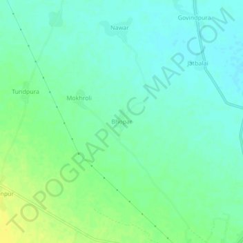 Topografische kaart Bhopar, hoogte, reliëf