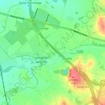 Topografische kaart Calf Heath, hoogte, reliëf