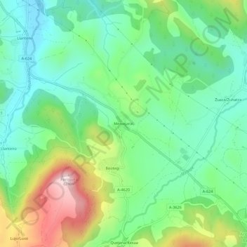 Topografische kaart Menegaray, hoogte, reliëf