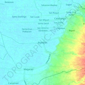 Topografische kaart Bombon, hoogte, reliëf