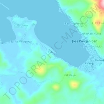 Topografische kaart Calero, hoogte, reliëf