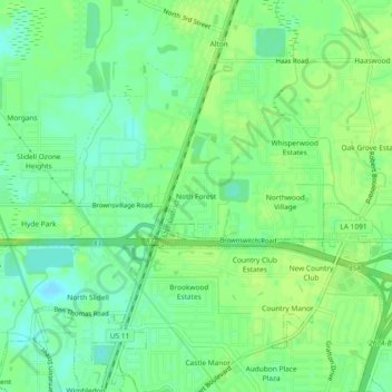 Topografische kaart Noth Forest, hoogte, reliëf