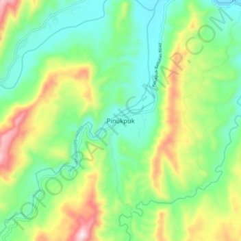Topografische kaart Pinukpuk, hoogte, reliëf