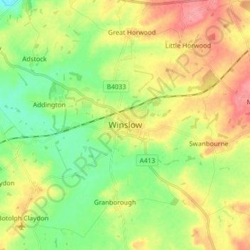 Topografische kaart Winslow, hoogte, reliëf