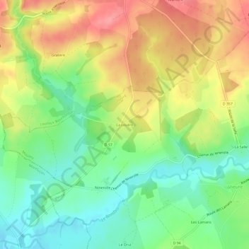 Topografische kaart La Louère, hoogte, reliëf
